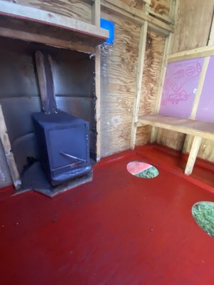 Ice Shanty with Homemade Wood stove 